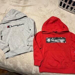 Boys 6/7 Champion hoodie Red Hooded Sweatshirt Gray Sweatshirt
